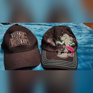 Black Caps with Embroidered Designs